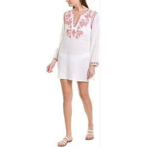 Johnny Was Women’s Azalea Embroidered Linen Tunic Cover Up SIZE XL